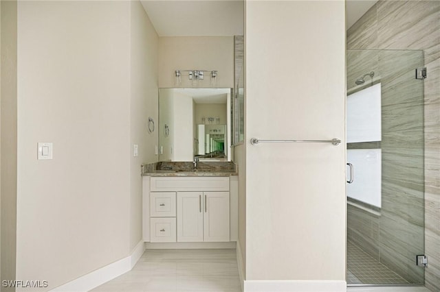 1328 SW 22nd Pl, Cape Coral, FL 33991 - bathroom with vanity, a shower stall, and marble finish flooring