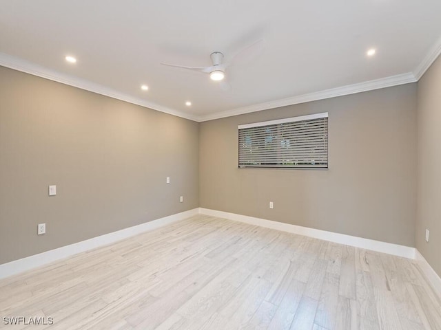 2500 Gulf Shore Blvd N Unit S9, Naples, FL 34103 - unfurnished room featuring ornamental molding, ceiling fan, light wood finished floors, and recessed lighting
