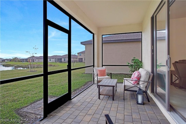 3440 Menores Way, Fort Myers, FL 33905 - sunroom / solarium with a water view and a residential view