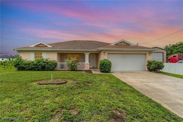 3213 22nd St SW, Lehigh Acres, FL 33976 - single story home featuring an attached garage, concrete driveway, stucco siding, and a porch