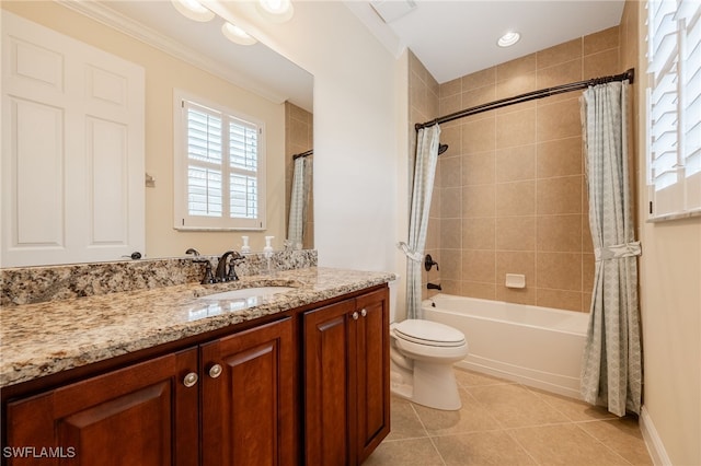 19332 La Serena Dr, Estero, FL 33967 - full bathroom featuring vanity, shower / tub combo with curtain, and tile patterned floors