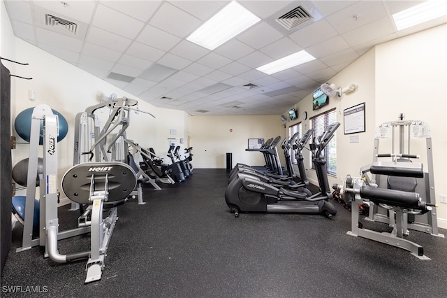 19332 La Serena Dr, Estero, FL 33967 - gym featuring a paneled ceiling