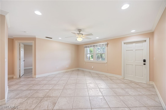 1120 Ridge St, Naples, FL 34103 - unfurnished room featuring a ceiling fan, recessed lighting, and crown molding