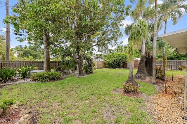 1120 Ridge St, Naples, FL 34103 - fenced backyard featuring a storage unit