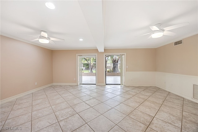1120 Ridge St, Naples, FL 34103 - unfurnished room featuring a ceiling fan, light tile patterned flooring, recessed lighting, and ornamental molding