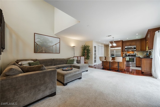 13660 Abbey Dr Unit 1, Fort Myers, FL 33919 - living room featuring recessed lighting and dark carpet
