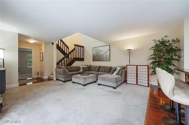 13660 Abbey Dr Unit 1, Fort Myers, FL 33919 - living area featuring stairs and carpet