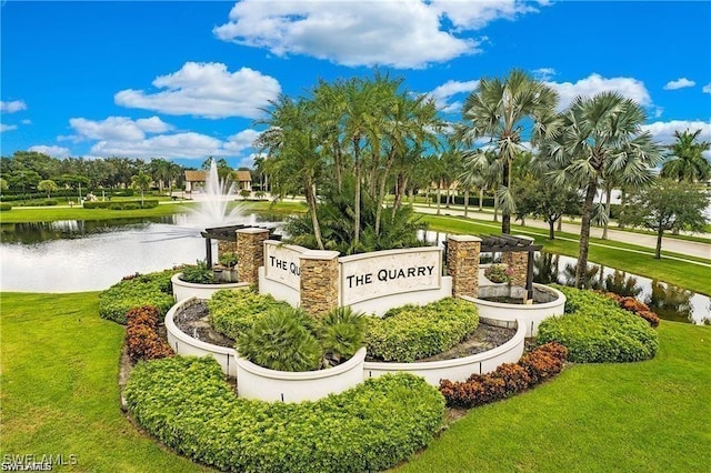 9380 Slate Ct, Naples, FL 34120 - community / neighborhood sign with a water view and a yard