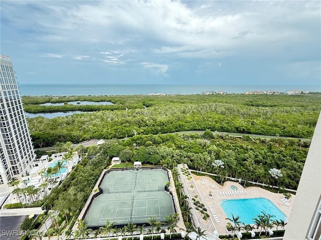 7117 Pelican Bay Blvd Unit 1801, Naples, FL 34108 - bird's eye view of a pool and a nearby body of water