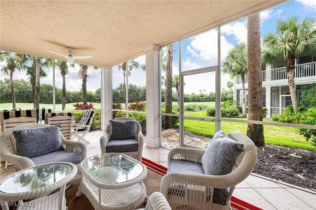 4780 Shinnecock Hills Ct Unit 102, Naples, FL 34112 - sunroom featuring ceiling fan and plenty of natural light