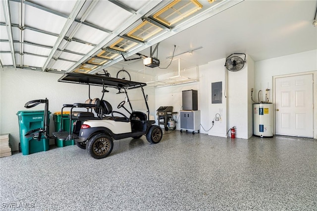 4780 Shinnecock Hills Ct Unit 102, Naples, FL 34112 - garage featuring electric water heater, a garage door opener, and electric panel