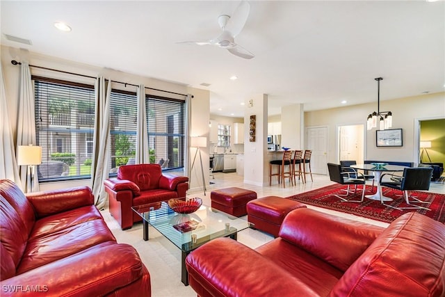4780 Shinnecock Hills Ct Unit 102, Naples, FL 34112 - living area with ceiling fan and recessed lighting