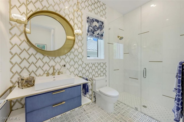 309 Neapolitan Way, Naples, FL 34103 - bathroom featuring a stall shower and vanity