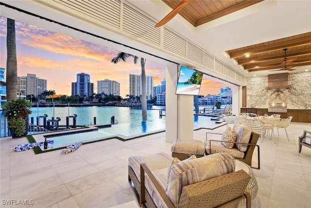 309 Neapolitan Way, Naples, FL 34103 - view of swimming pool featuring ceiling fan, a city view, and a grill