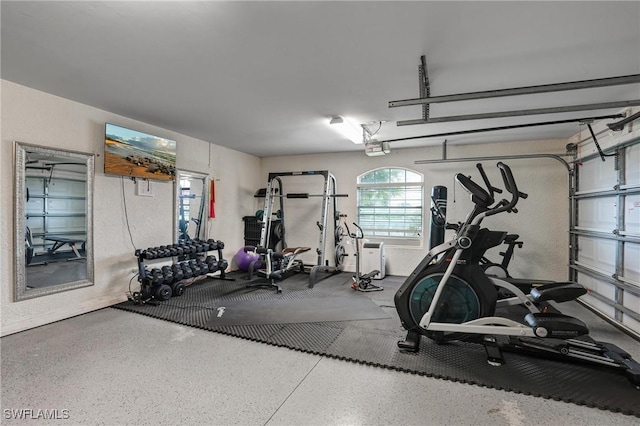 4582 Fairloop Run, Lehigh Acres, FL 33973 - workout room with a garage