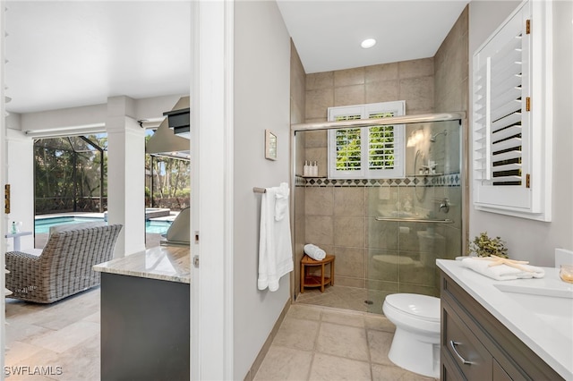3262 Sedge Pl, Naples, FL 34105 - bathroom featuring healthy amount of natural light, vanity, and a stall shower