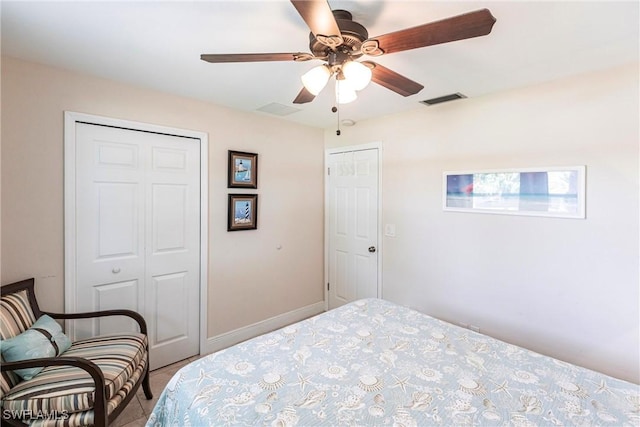 401 NE 14th Pl, Cape Coral, FL 33909 - bedroom with a closet and a ceiling fan