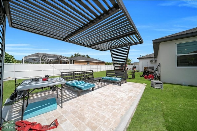 1421 SW 13th Ter, Cape Coral, FL 33991 - fenced backyard featuring a patio and an outdoor hangout area