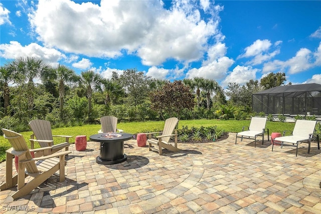 4088 Pegasus Way, Naples, FL 34120 - view of patio / terrace featuring a fire pit