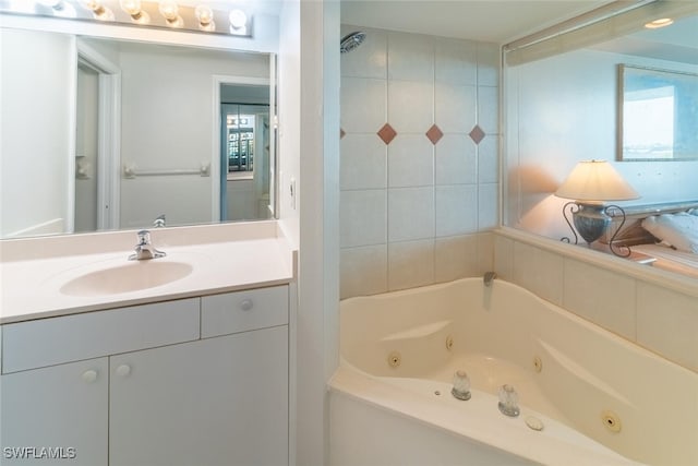 8771 Estero Blvd Unit 406, Fort Myers Beach, FL 33931 - full bath with a whirlpool tub, plenty of natural light, and vanity