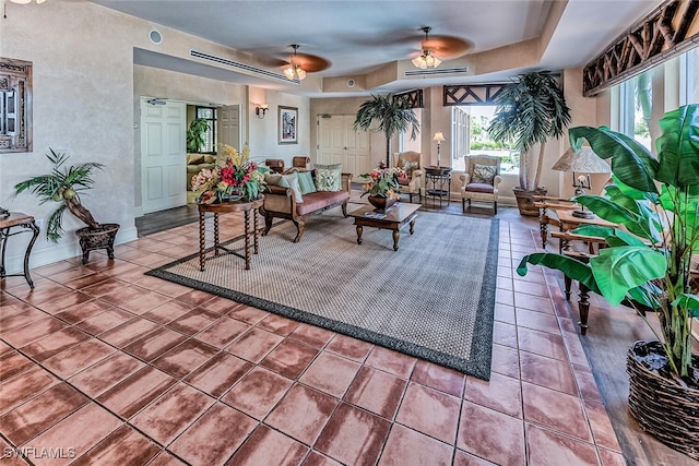 8771 Estero Blvd Unit 406, Fort Myers Beach, FL 33931 - tiled living room with ceiling fan