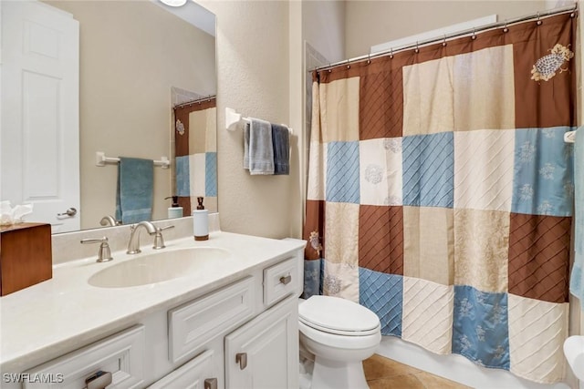 14642 Speranza Way, Bonita Springs, FL 34135 - bathroom featuring vanity, tile patterned floors, and curtained shower