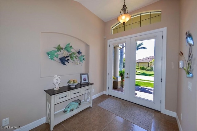 3606 Whippoorwill Blvd, Punta Gorda, FL 33950 - entryway featuring french doors and dark tile patterned flooring