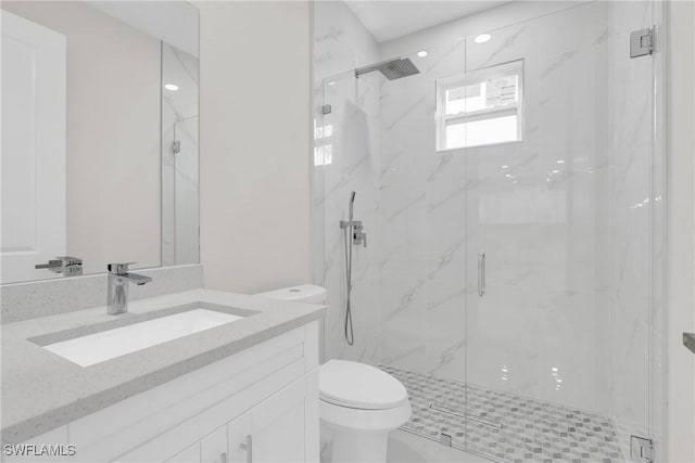 2718 42nd St W, Lehigh Acres, FL 33971 - bathroom with vanity and a marble finish shower