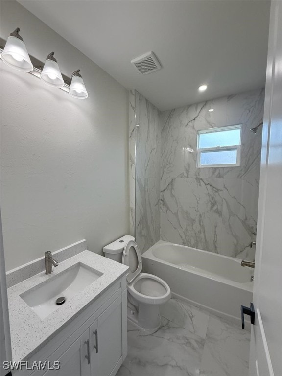 3832 Insdale St, Fort Myers, FL 33905 - full bathroom featuring vanity, shower / bathtub combination, and marble look tile flooring