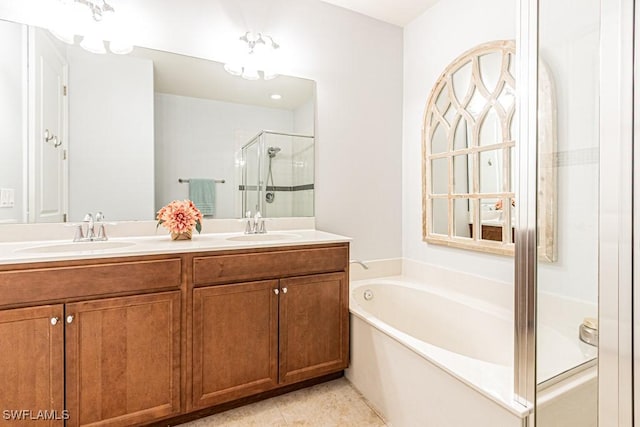 7907 Bristol Cir, Naples, FL 34120 - full bath featuring a shower stall, a bath, and double vanity