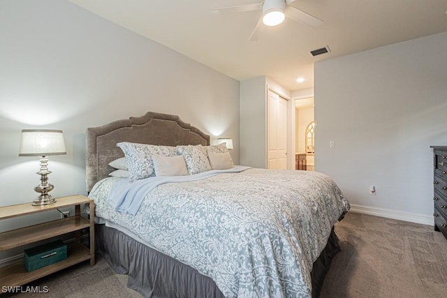 7907 Bristol Cir, Naples, FL 34120 - bedroom with carpet floors and a ceiling fan