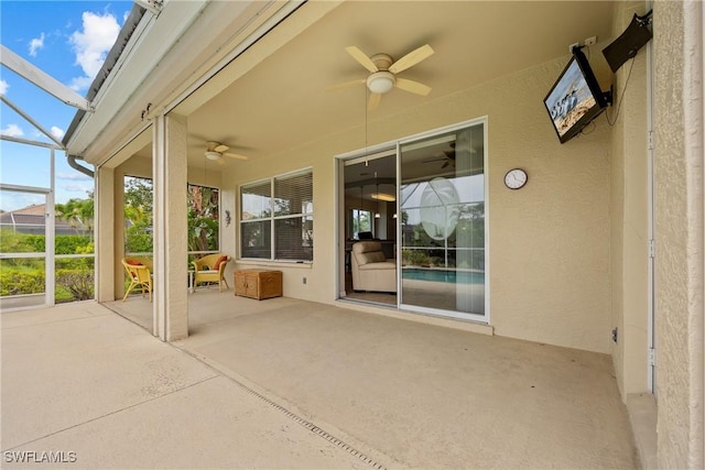 17936 Courtside Landings Cir, Punta Gorda, FL 33955 - view of patio featuring a ceiling fan and glass enclosure
