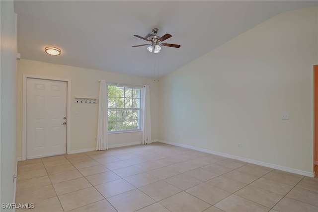 304 NW 22nd Ave, Cape Coral, FL 33993 - unfurnished room with ceiling fan, light tile patterned flooring, and vaulted ceiling