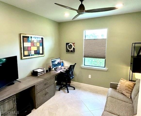 16569 Windsor Way, Alva, FL 33920 - office area with ceiling fan and baseboards