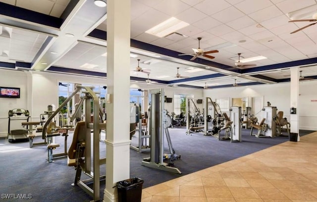 16569 Windsor Way, Alva, FL 33920 - exercise room with carpet floors and a ceiling fan