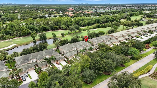 3425 Laurel Greens Ln S Unit 203, Naples, FL 34119 - aerial view of residential area featuring a local golf course and a nearby body of water