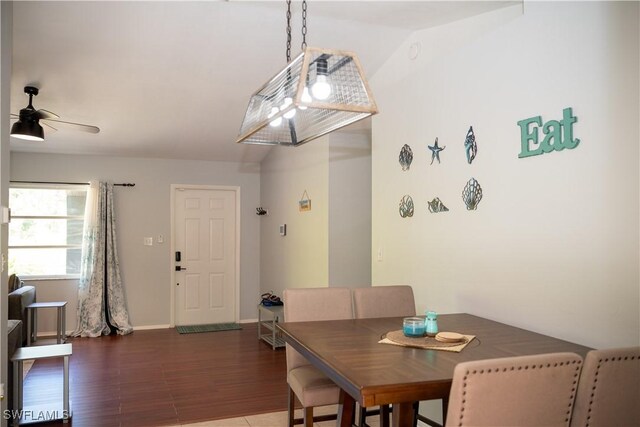 5870 Star Grass Ln, Naples, FL 34116 - dining area featuring a ceiling fan and wood finished floors