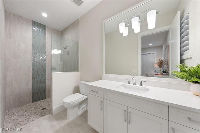 8923 Nevis Way, Naples, FL 34112 - bathroom with vanity, walk in shower, and recessed lighting