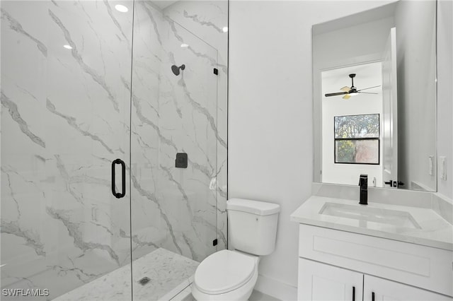 4881/4883 Leonard Blvd S, Lehigh Acres, FL 33973 - full bath featuring a marble finish shower, vanity, and a ceiling fan