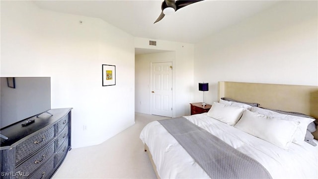 2115 Arielle Dr Unit 2602, Naples, FL 34109 - bedroom with light carpet, a ceiling fan, and vaulted ceiling