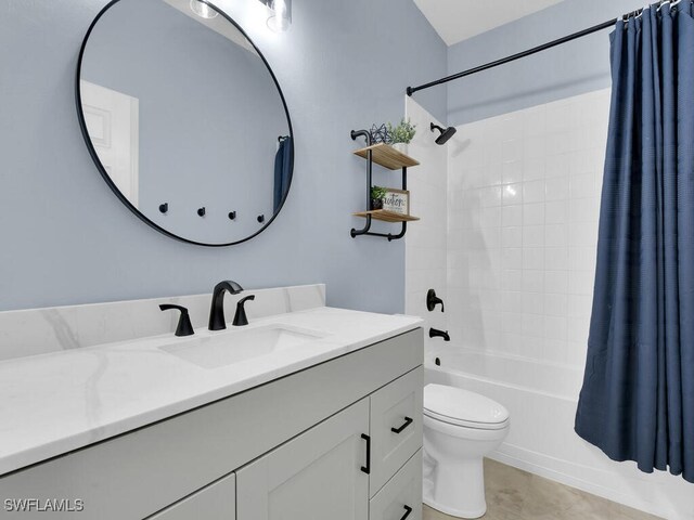 446 SW 19th Ter, Cape Coral, FL 33991 - full bath with shower / bath combo with shower curtain, vanity, and tile patterned floors