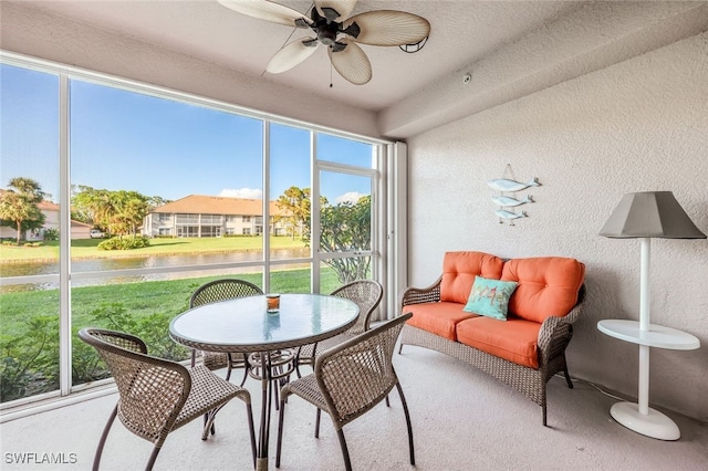 1128 Manor Lake Dr Unit G103, Naples, FL 34110 - sunroom / solarium with a ceiling fan and a water view
