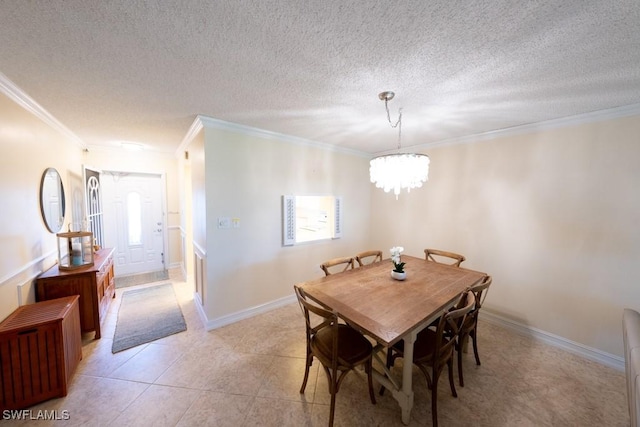 325 Charlemagne Blvd Unit C204, Naples, FL 34112 - dining space featuring a chandelier, crown molding, a textured ceiling, and radiator