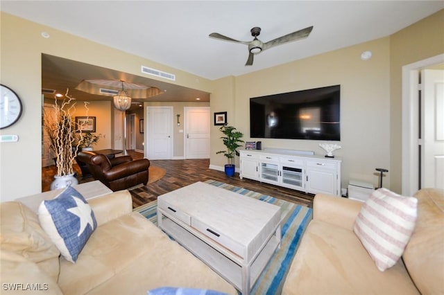 4182 Bay Beach Ln Unit 746, Fort Myers Beach, FL 33931 - living area featuring a ceiling fan and wood finished floors