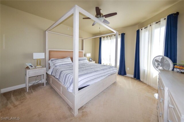 4182 Bay Beach Ln Unit 746, Fort Myers Beach, FL 33931 - bedroom featuring light colored carpet and ceiling fan