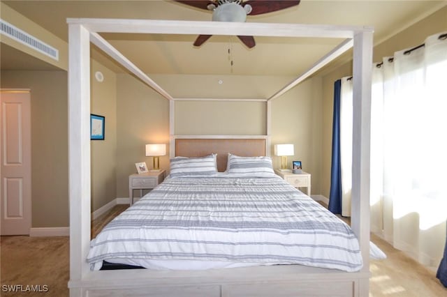4182 Bay Beach Ln Unit 746, Fort Myers Beach, FL 33931 - carpeted bedroom with baseboards and a ceiling fan
