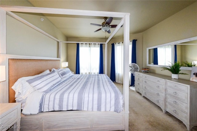 4182 Bay Beach Ln Unit 746, Fort Myers Beach, FL 33931 - bedroom featuring multiple windows, light carpet, and ceiling fan