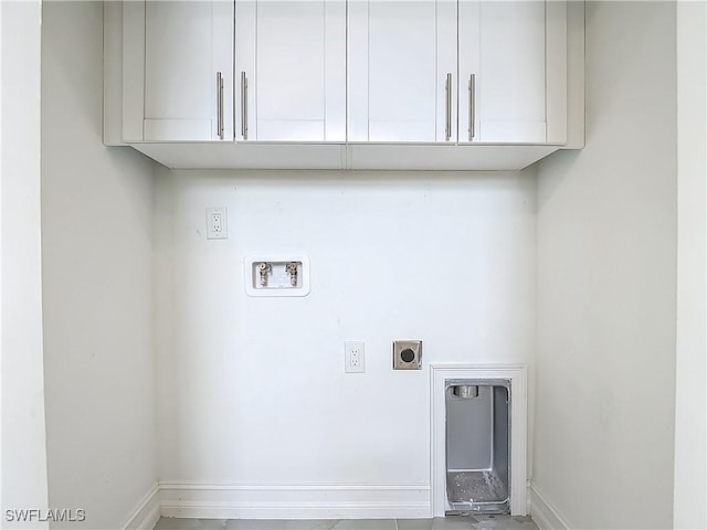 3705 8th St SW, Lehigh Acres, FL 33976 - laundry area featuring hookup for an electric dryer, cabinet space, and washer hookup