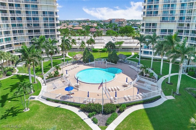 440 Seaview Ct Unit 1106, Marco Island, FL 34145 - view of pool featuring a lawn