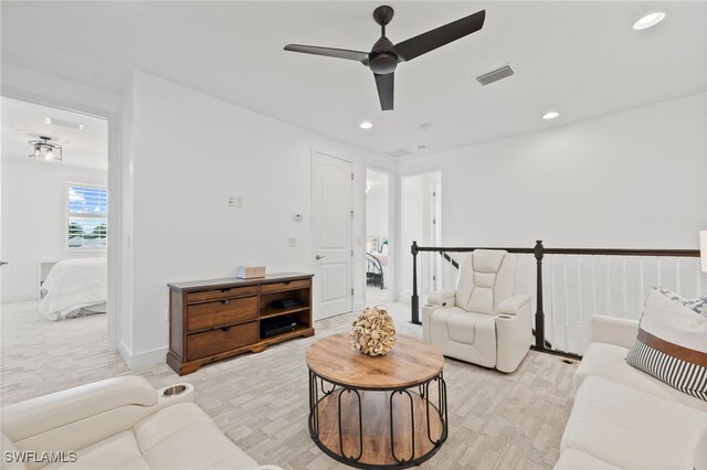 3640 Pilot Cir, Naples, FL 34120 - living room featuring ceiling fan and recessed lighting